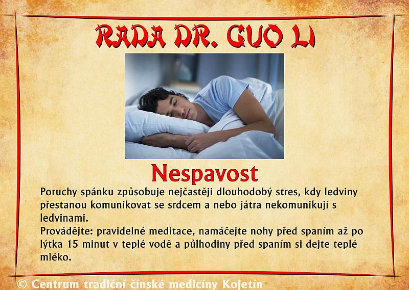 Právě si prohlížíte RADA DR. GUO LI – NESPAVOST