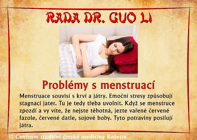 Právě si prohlížíte RADA DR. GUO LI – PROBLÉMY S MENSTRUACÍ